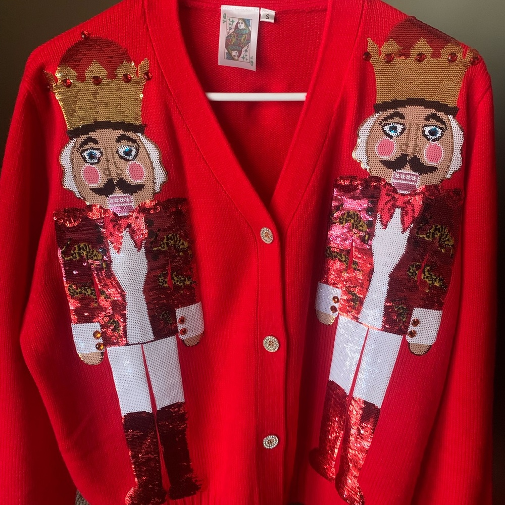 Queen of sparkles nutcracker cardigan small